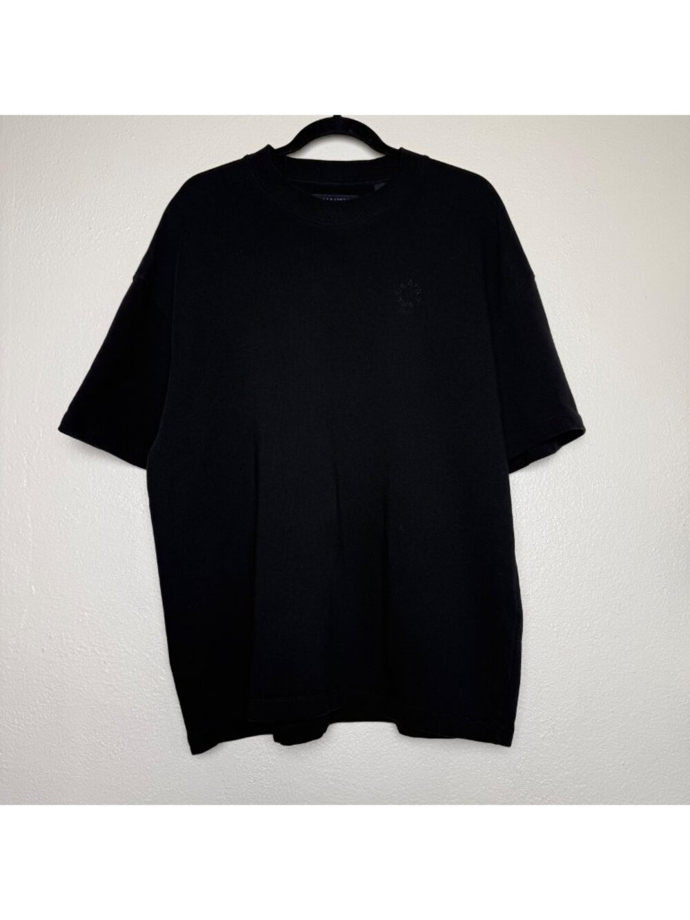 AllSaints Mens Black T-Shirt Large Cotton Crewneck Casual "London" Logo